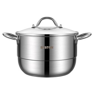 栢士德  不锈钢双耳多用汤锅多用蒸锅24cm燃气电磁炉通用 BST-138