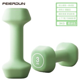 飞尔顿  实心铸铁小哑铃力量训练器材青少年女士健身家用哑铃3kg一对