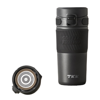 TKK  布鲁斯咖啡杯保温杯办公室茶水分离不锈钢泡茶杯 枪灰色450ml   TKK2001