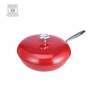 火象  东方红韵鹅卵石炒锅 家用轻油少烟炒菜锅 红色 32cm HXG-CG305