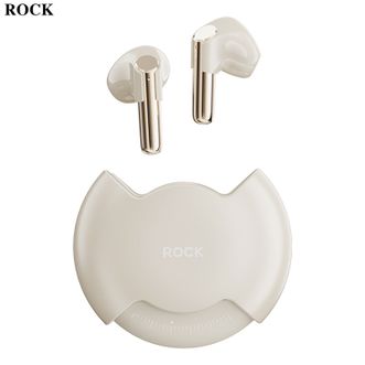 ROCK  旋转TWS蓝牙耳机 半入耳游戏运动 蓝牙5.3长续航 低延迟音乐耳机 (白色）