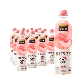 可口可乐  美汁源饮料气泡饮水蜜桃口味480ml*12瓶整箱汽水气泡饮汽水