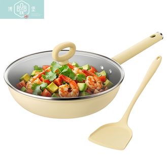 博堡/BOBER  有钛精铁不粘炒锅30cm 晨曦系列家用炒菜锅轻油少烟不粘易洁炒锅+硅胶铲