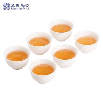 苏氏陶瓷/SUSHI CERAMICS  羊脂玉白瓷功夫茶杯小碗杯6个装