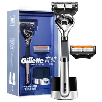 吉列/Gillete  剃须刀手动 锋隐5致顺 1刀架2刀头（新老包装随机发货）