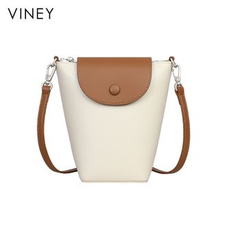 viney  高级感牛皮斜挎包女时尚水桶包轻奢百搭单肩包休闲手机包 V90955