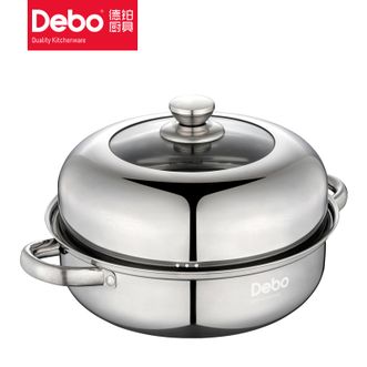 Debo  汤锅不锈钢单层蒸锅蒸笼电磁炉两用锅艾琳诺26cm DEP-DS146