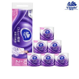 维达Vinda 立体美有芯卷纸 110g*4层*12卷 家用厕纸手纸卫生纸优惠装