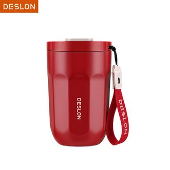 德世朗（DESLON）  304不锈钢内胆 便携保温杯咖啡杯400ml不锈钢随行杯 枫雾白DSKFB400深釉红