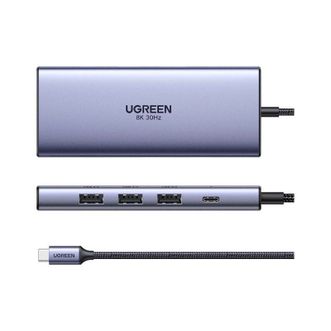 绿联（UGREEN）  USB-C转 2xHDMI+1xUSB-A 3.0+1xUSB-C 3.0+2xUSB-A 2.0+ SD/TF + RJ45 +PD十合一扩展坞 CM639 15534