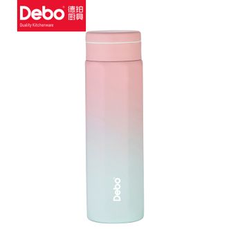 德铂（Debo）  文森特八角保温杯450ml 商务时尚车载泡茶学生杯子高颜值弹跳杯DEP-886渐变粉