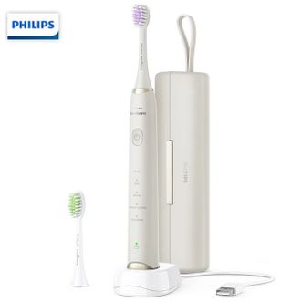 飞利浦/Philips  电动牙刷 声波震动 清洁亮白护龈 5种模式 便携旅行盒-HX2491/01 白色