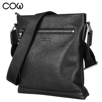 COW 男士挎包休闲单肩斜挎背包 C-8616单肩包 黑色 COW 男士挎包休闲单肩斜挎背包 C-8616单肩包 黑色