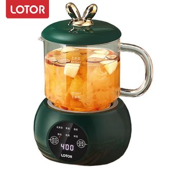 LOTOR  养生壶  【 全玻璃壶身】0.6L迷你煮茶器烧水花茶恒温一体电热水壶办公室全玻璃炖煮茶炉煎中药小型养生杯一人   D-002