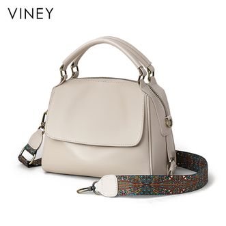 viney  牛皮大容量托特包女时尚通勤小众休闲女士大容量手提斜挎包V90774