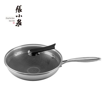 张小泉  正品小康之家不粘炒锅32cm蜂窝式家用炒菜锅易清洗爆炒少油烟炒锅