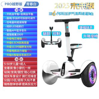 柏思图/besintu  智能电动腿控儿童平衡车6一8一12坐骑款10一15带扶杆54v尊贵PRO白三控+音乐APP+越野防爆轮