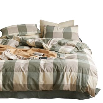 无印良品  “本品”质朴四件套-绿大格