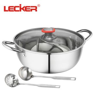 lecker  塞繆尔鸳鸯火锅30cm家用聚餐304不锈钢火锅锅具-KR9-65