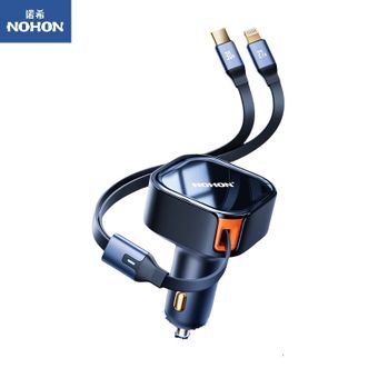 诺希/NOHON  车载充电器 车载充电器伸缩一拖二 点烟器华为超级快充 Type-C车充汽车转换器 【Type-C+PD款】
