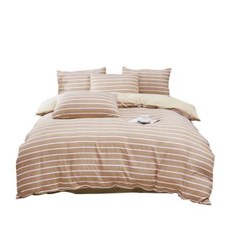 皮尔特保罗（PIERTE POLO）  色织水洗棉床品套件床上用品四件套-条纹咖 POLOS-2322