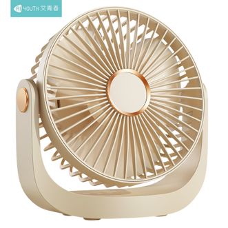 艾青春（AIYOUTH）  静音桌面小风扇小型便携式无声电扇宿舍床头办公室随身迷你强力电风扇办公桌USB台扇米色