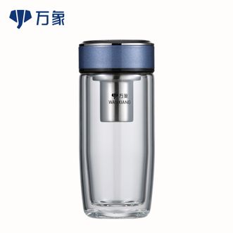 万象  双层玻璃杯弧形款带滤网商务水杯加厚耐热泡茶杯280ml