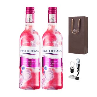 TWO OCEANS  双洋柔和果香红葡萄酒限量版双支装 750ml*2瓶 南非原装进口红酒（附酒具礼袋）