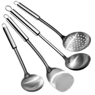 翰乐  不锈钢铲勺锅铲不生锈铁锅平底锅通用 四件套