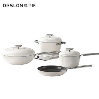 德世朗（DESLON）  小满系列钛陶瓷锅具套装炒锅30cm+汤锅22cm+煎锅24cm+奶锅18cm耐高温更耐磨
