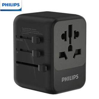 飞利浦/Philips  全球转换插头插座多个国家及地区通用 多功能插座快速充电 USB充电-黑色