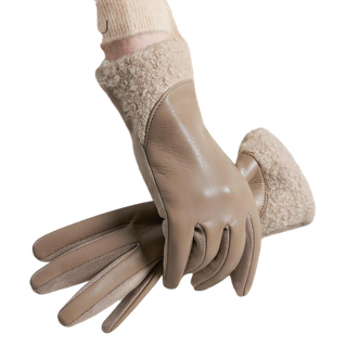 玖慕/JIUMU  手套女士秋冬加厚保暖开车骑行防寒可触屏防风仿麂皮绒手套