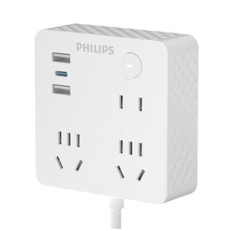 飞利浦/Philips  多孔桌面插座带USB插排SPB4333WA/93