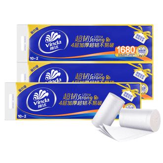 维达  无芯卷纸 超韧4层140克*12卷*3提 卫生纸厕纸