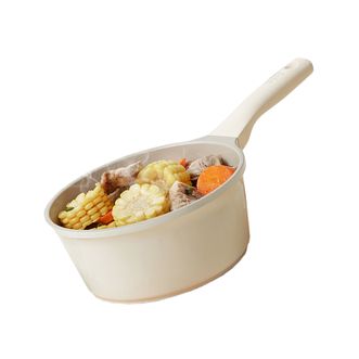 红厨  有钛无涂层奶锅钛陶瓷宝宝辅食锅20cm 白陶系列