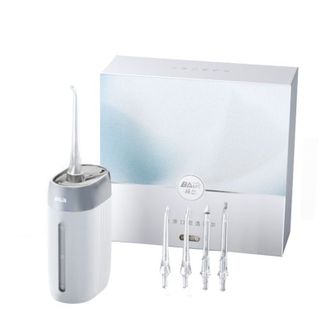 拜尔（BAIR）  V5小方瓶 电动冲牙器 伸缩便携式正畸电动洗牙器洁牙水牙线冲洗器v5白色 （4枚原装喷嘴,折叠后约10厘米）