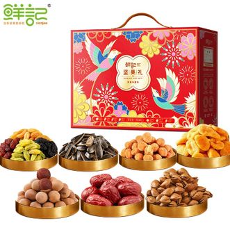 鲜记/xianjee  坚果礼欢-喜中国年1.064kg 休闲坚果零食 过年年货送礼大礼包（7袋装）