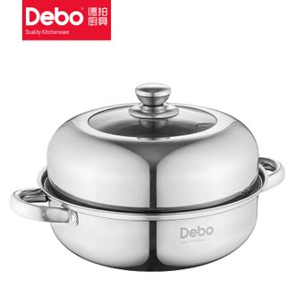 德铂Debo蒸锅汤锅不锈钢多用锅26cm燃气电磁炉通用DEP-04
