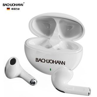 巴赫约翰/bachjohann  无线蓝牙耳机迷你双耳游戏音乐运动蓝牙5.3自动秒连防水防汗S2白色