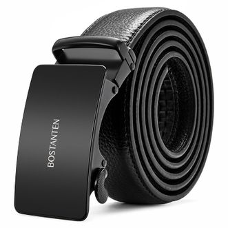 波斯丹顿（BOSTANTEN）  男士皮带商务休闲自动扣腰带百搭裤带 黑色 120cm