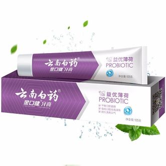 云南白药  牙膏益优薄荷型105g*1支 益生菌CPT 平衡口腔菌群 软性耐磨材料膏体绵密