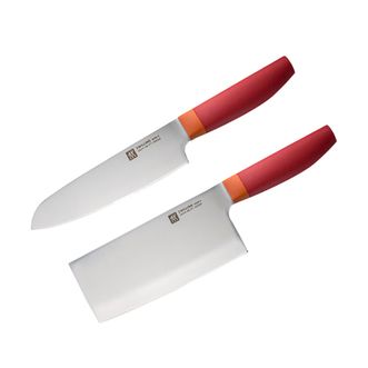 双立人（ZWILLING）  S中片刀+多用刀两件套石榴色（54350-002-722)