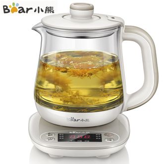 小熊/Bear  养生壶迷你 0.8升小型煮茶壶煮茶器电热水壶加厚玻璃烧水壶 浅灰色无滤网