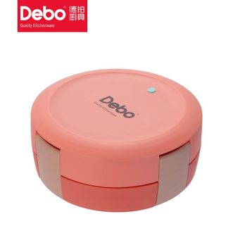 德铂（Debo）  保利诺马卡龙色304不锈钢饭盒可微波炉加热密封保鲜便于清洗-玫瑰红色