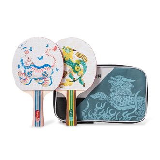 得力（deli）  安格耐特系列国风麒麟白虎三星级乒乓球拍长柄横拍(对拍) FH220