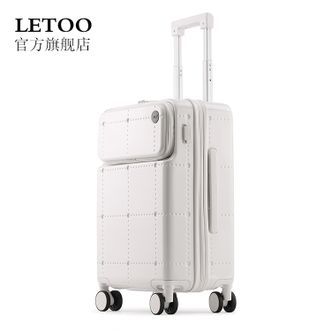 Letoo  前开口升级款 拉链拉杆箱男女同款行李箱商务旅行箱20寸 白色