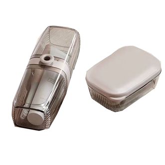 BDO  透明旅行套装-带盖款（6304+6320）旅行洗漱套装带盖大号沥水皂盒牙具盒出差宿舍游泳健身轻奢透明BDO-6960