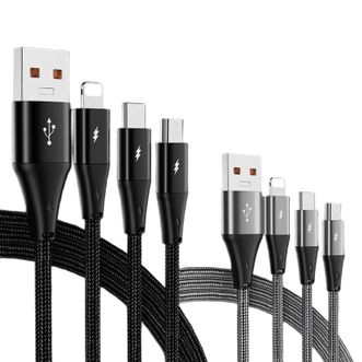 塔菲克  6A快充数据线三合一充电线100W 2m*2条装