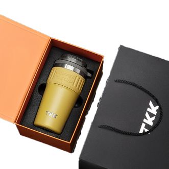 TKK  洛奇咖啡杯 陶瓷内胆保温杯 不锈钢保温水杯 丝绸黄630ml TKK2023 礼盒装