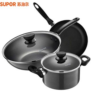 苏泊尔（SUPOR）  锅具套装组合三件套不粘锅少油烟汤锅炒锅平底煎锅TP1617K